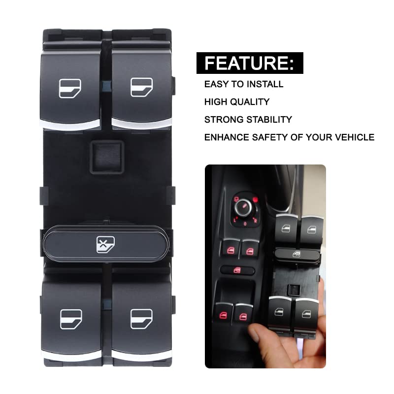 Driver Side Power Window Switch for VW Jetta Golf Passat Tiguan CC 2005–2014