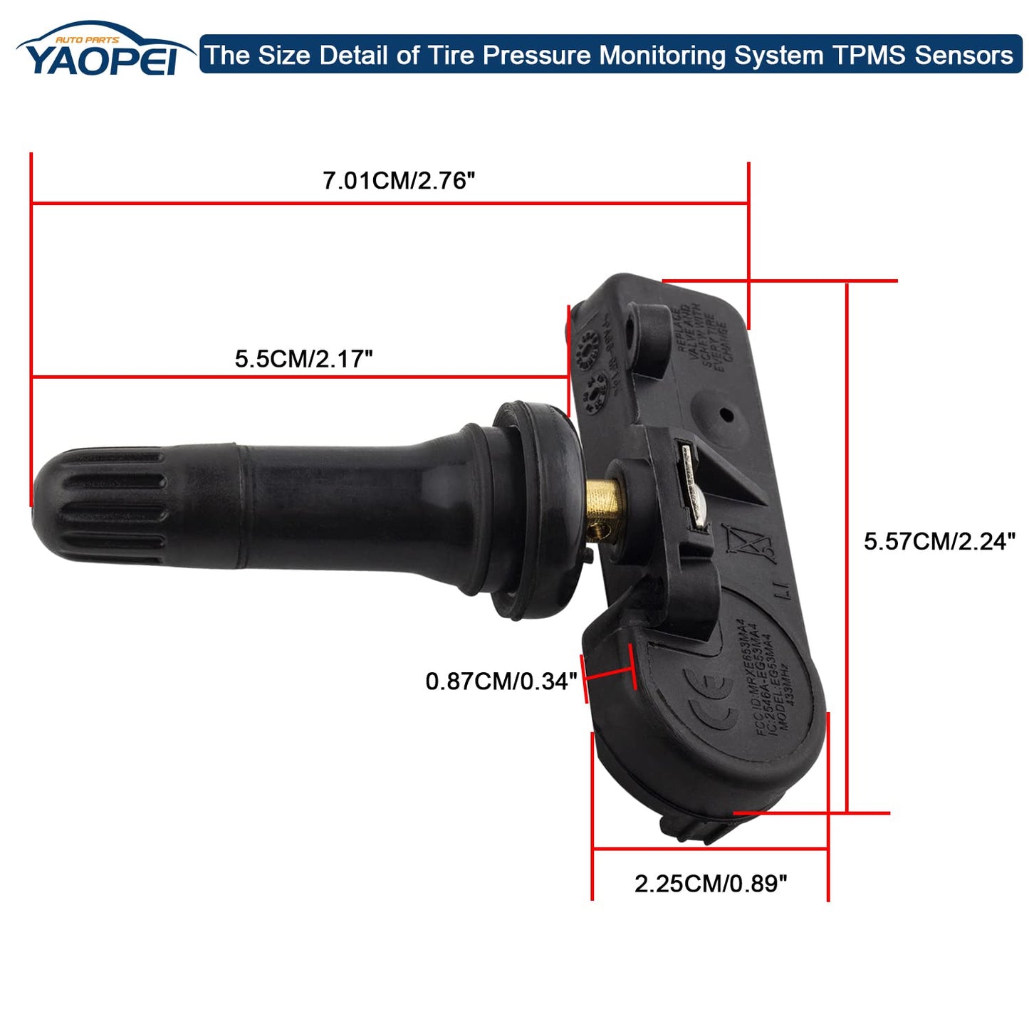 4 Pack TPMS Tire Pressure Sensors 433MHz for Jeep Dodge Ram Chrysler Fiat 2011–2021