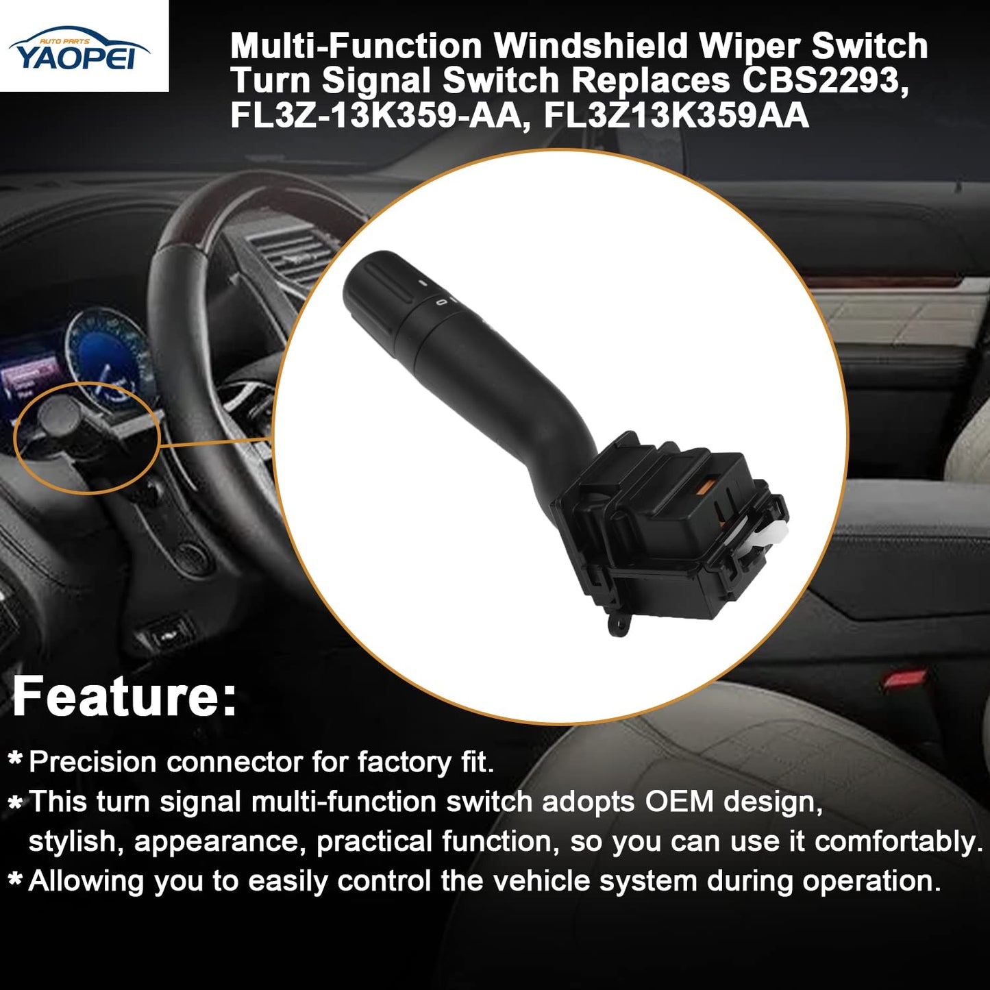 Multi-Function Turn Signal & Wiper Switch for Ford F-150 F-250 F-350 F-450 F-550 (2015-2019) | Replaces CBS2293 FL3Z-13K359-AA