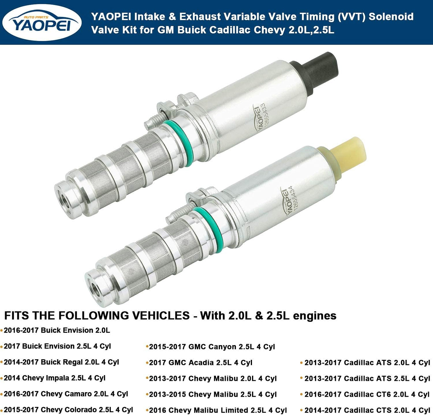 Kit de Válvula Solenoide de Sincronización de Árbol de Levas para GM 2.0L/2.5L – Admisión y Escape (12655433, 12655434)