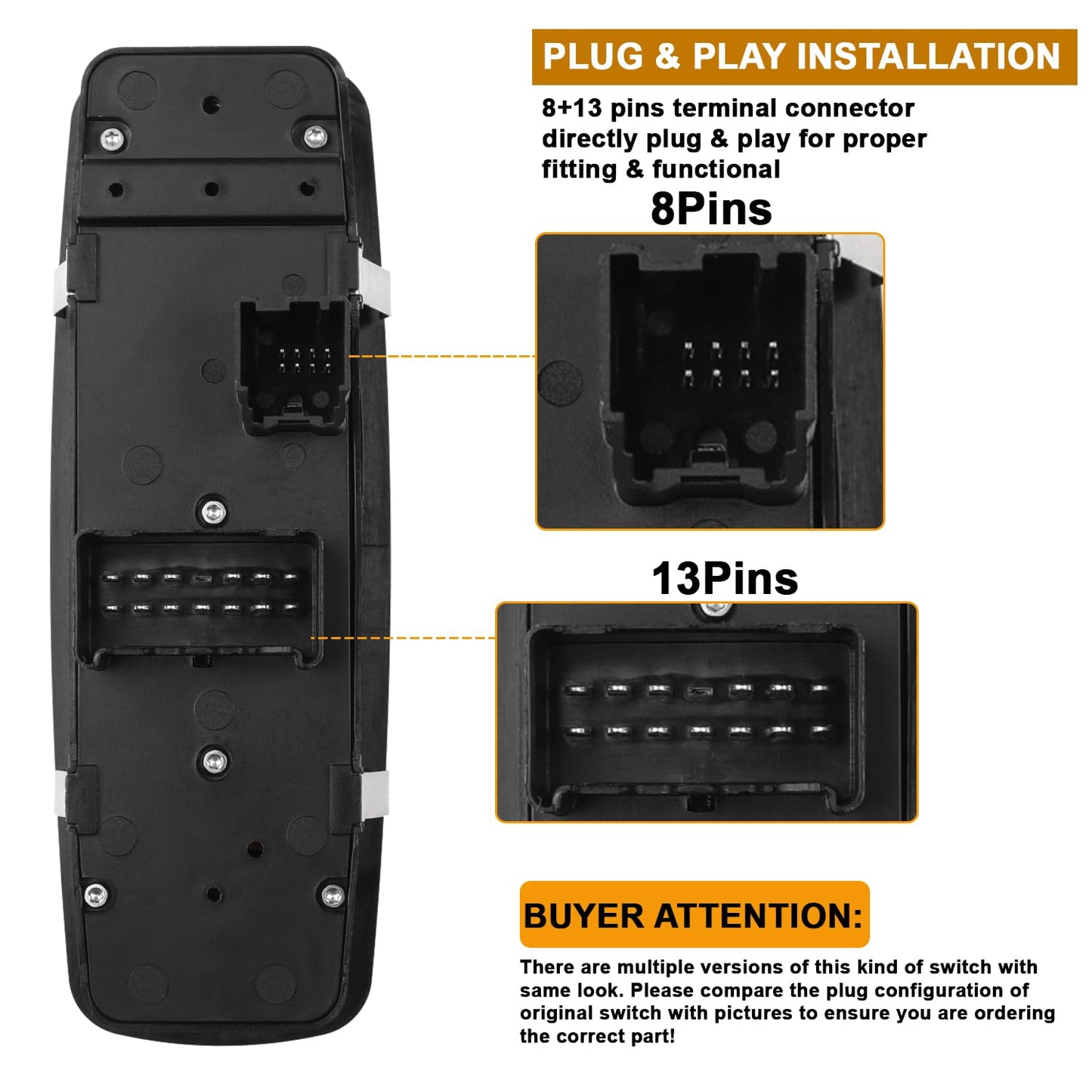 Master Power Window Switch Driver Side for Dodge Journey 2011–2016 (8+13 Pins)