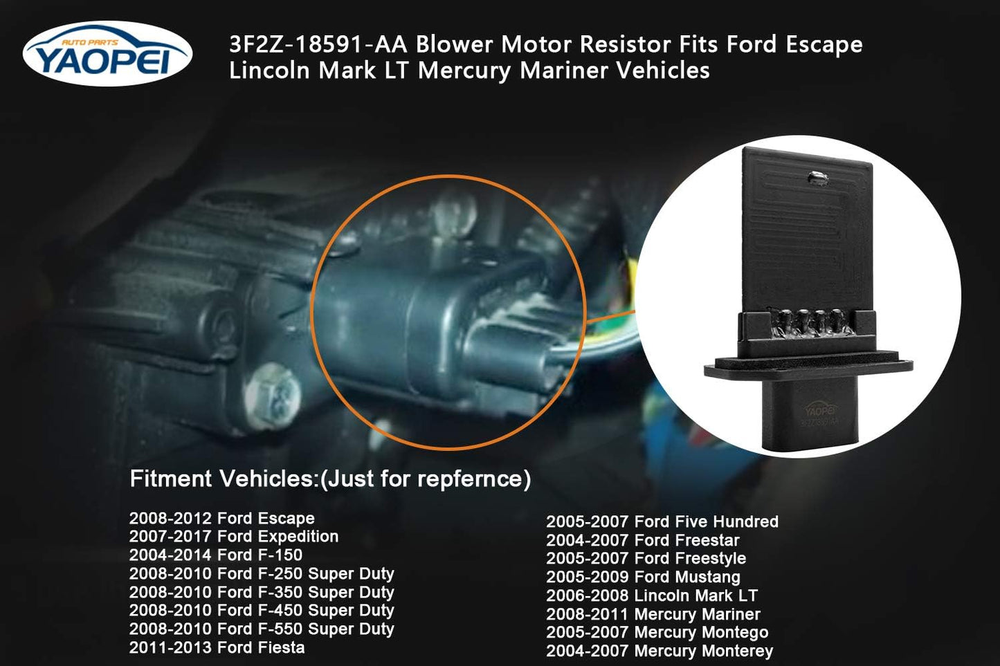 HVAC Blower Motor Resistor for Ford, Lincoln, Mercury – Replaces YH1715, 3F2Z-18591-AA