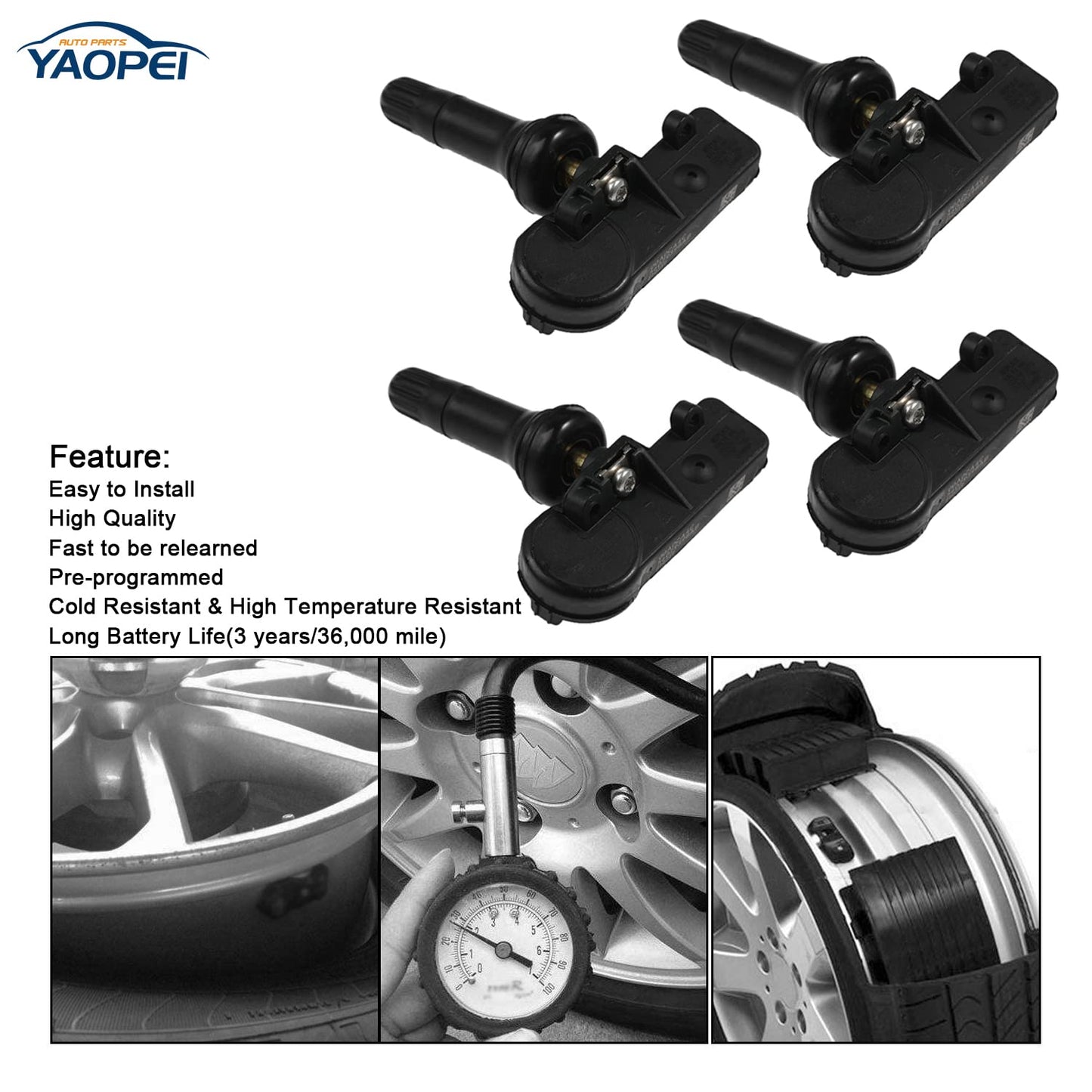 4 Pack TPMS Tire Pressure Sensors 433MHz for Jeep Dodge Ram Chrysler Fiat 2011–2021