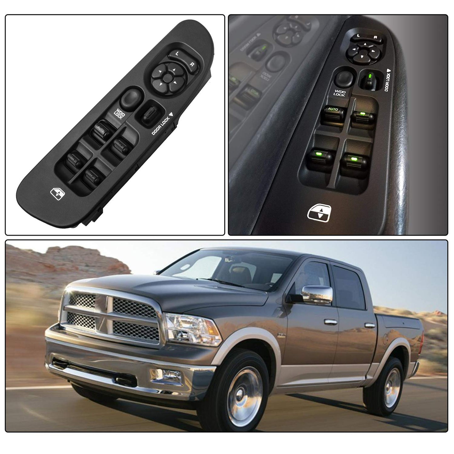 Driver Side Master Window Switch Bezel Cover for Dodge Ram 1500 2500 3500 2002-2005