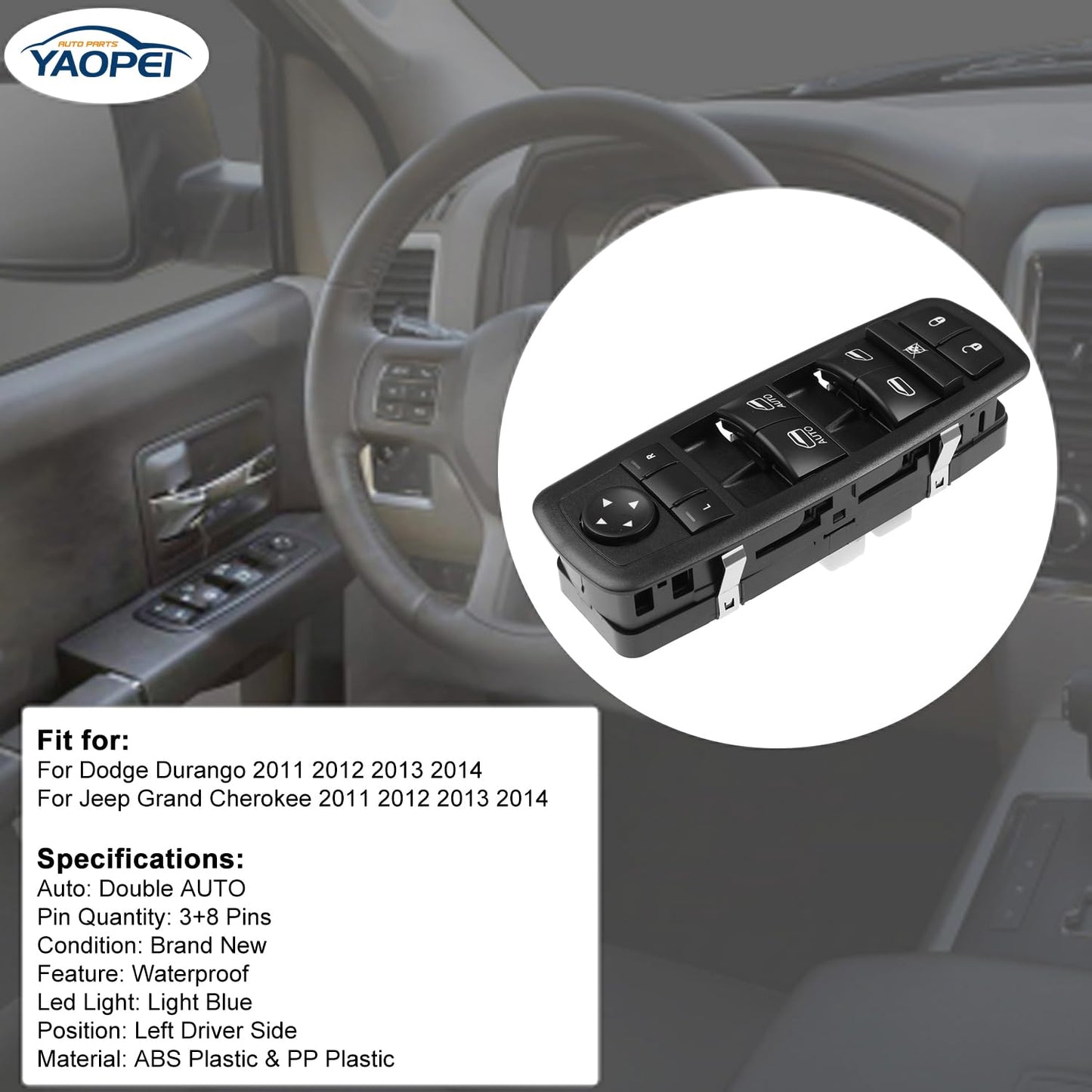 Left Driver Side Master Power Window Switch for Dodge Durango Jeep Grand Cherokee (2011–2014)