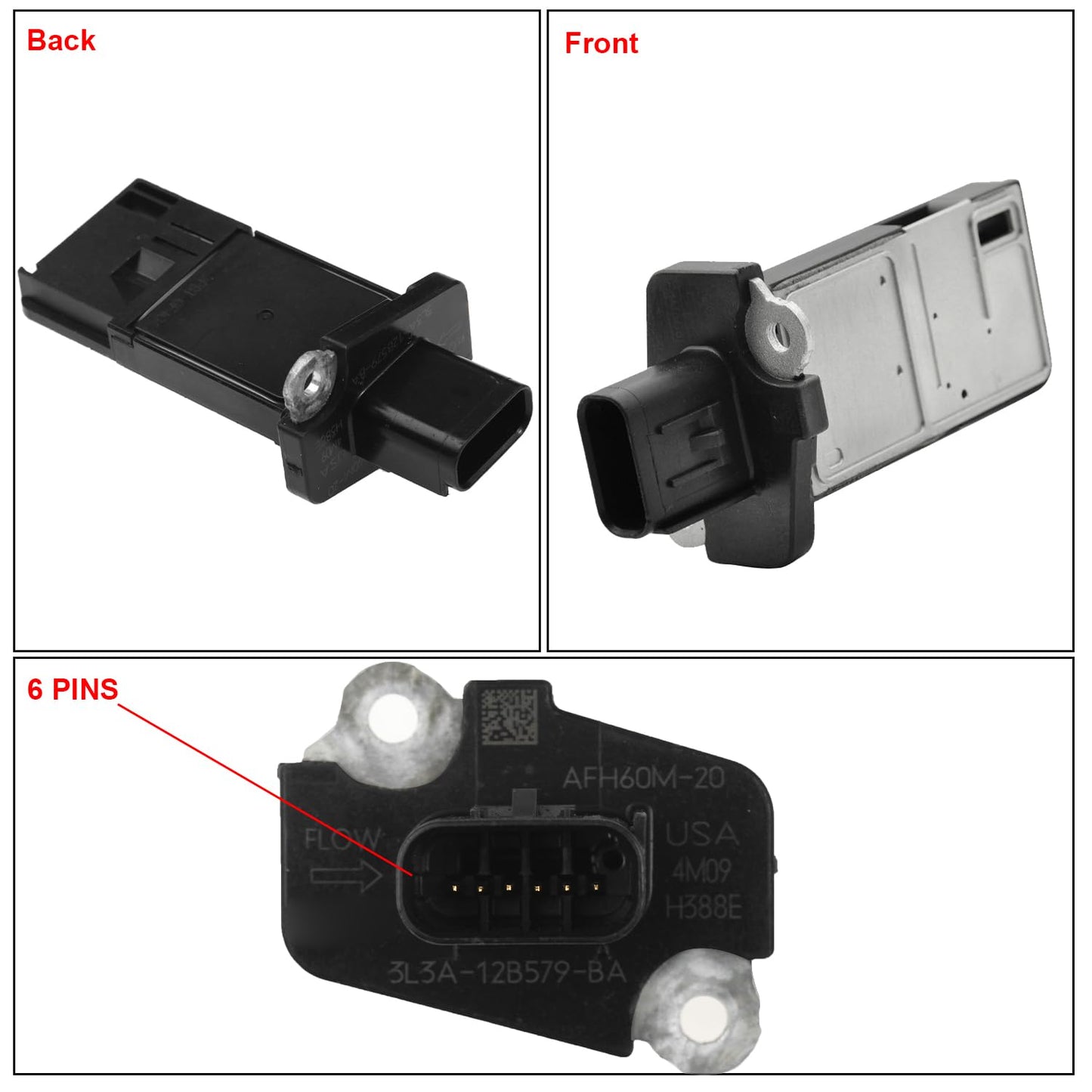Mass Air Flow Sensor MAF for Ford Lincoln Mazda Mercury | Replaces 3L3A-12B579-BA