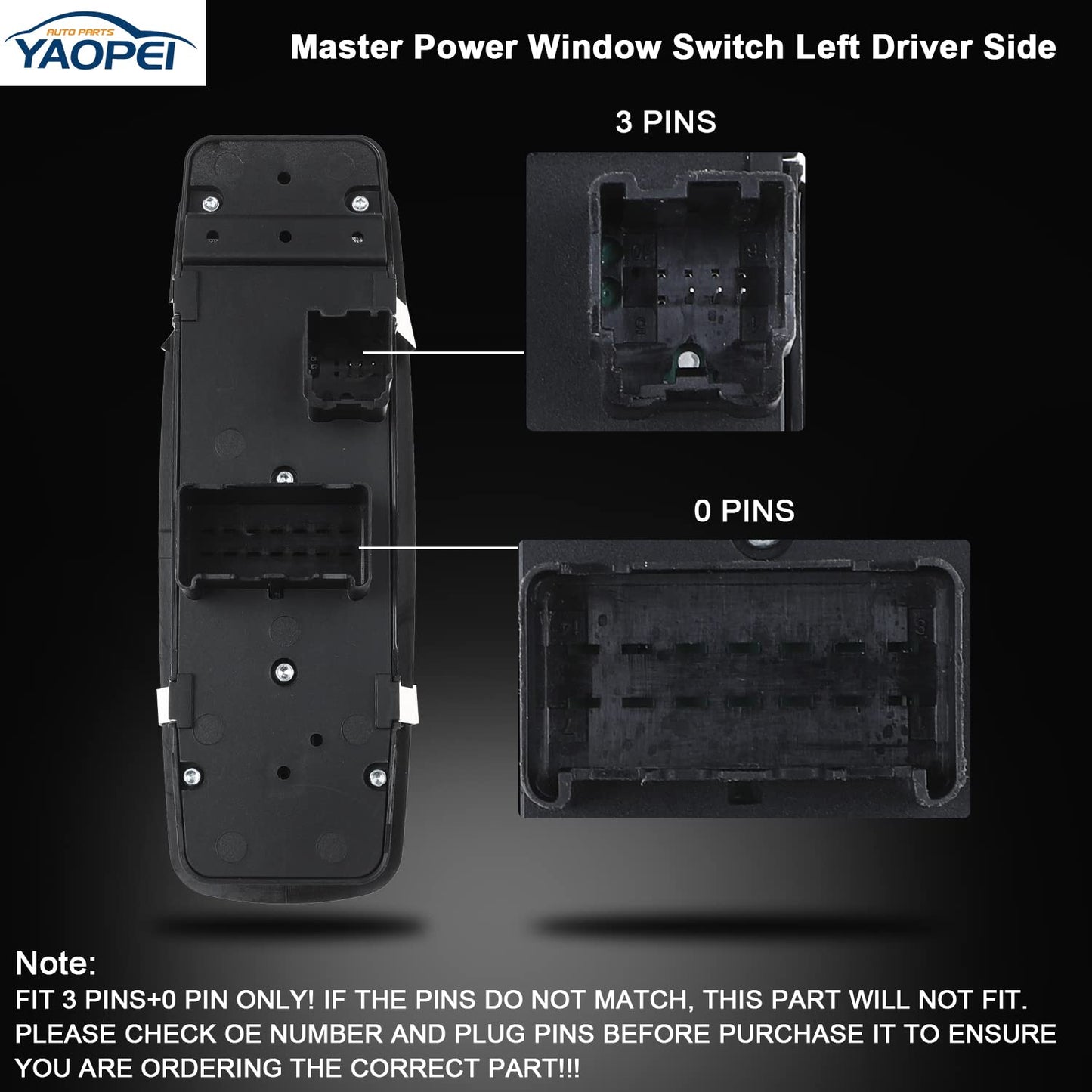 Master Power Window Switch for Chrysler/Dodge/RAM (2012–2019) – 3+0 Pins