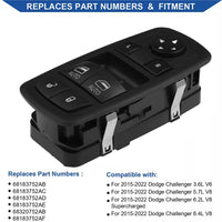 Driver Side Power Window Switch for Dodge Challenger 2015–2022 | 3-Pin OE# 68183752AB