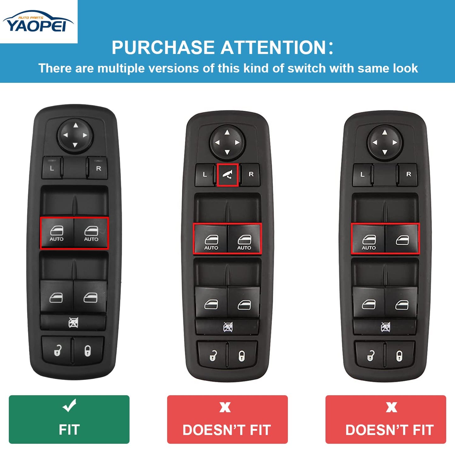Master Power Window Switch for Dodge & Ram 2012-2015 (Driver Side, 9+3 Pins)