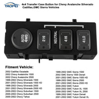 Interruptor selector 4WD para Chevy Silverado Sierra Yukon Tahoe Cadillac 1999–2002