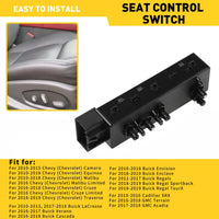 Front Left 8-Way Power Seat Switch for Chevy, Buick, Cadillac, GMC (2010–2019)
