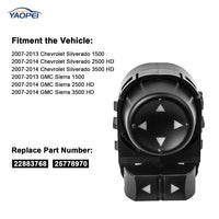 Power Mirror Switch for Chevy Silverado GMC Sierra | 22883768 25778970