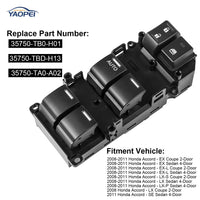 Front Left Power Window Switch for Honda Accord 2008–2012 | OEM Replacement