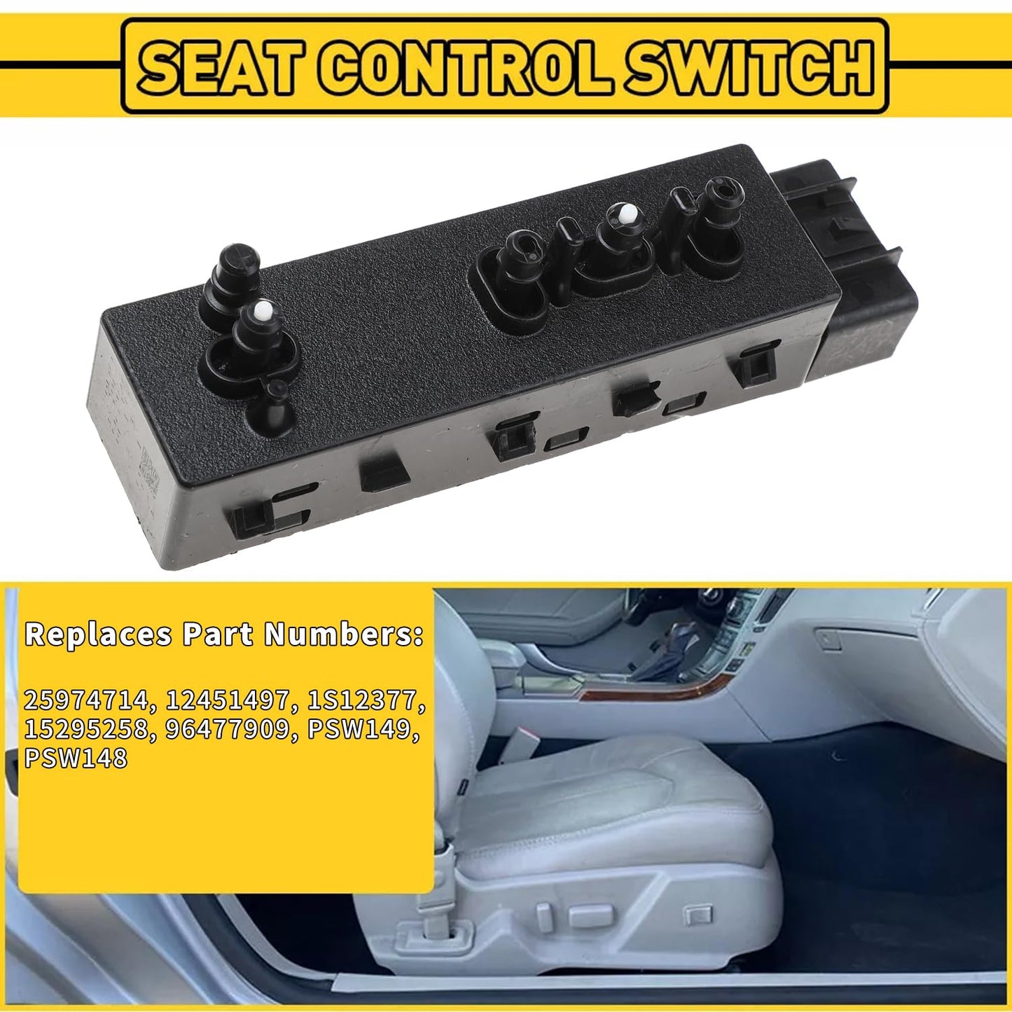Front Left 8-Way Power Seat Switch for Chevy, Buick, Cadillac, GMC (2010–2019)