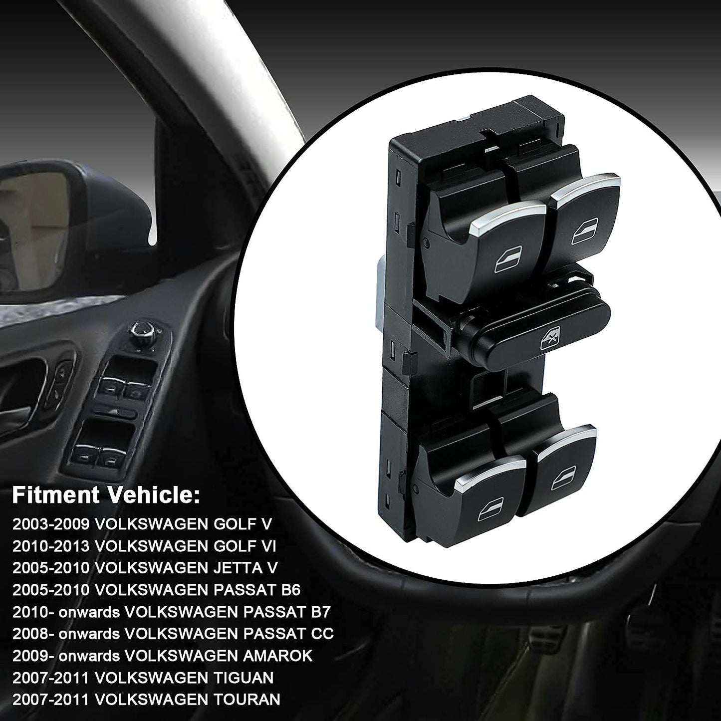 Driver Side Power Window Switch for VW Jetta Golf Passat Tiguan CC 2005–2014