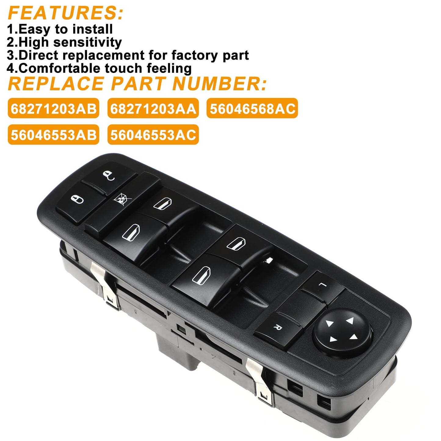 Front Left Power Window Switch for Dodge Dart, Chrysler 200, Jeep Cherokee (2013-2016)