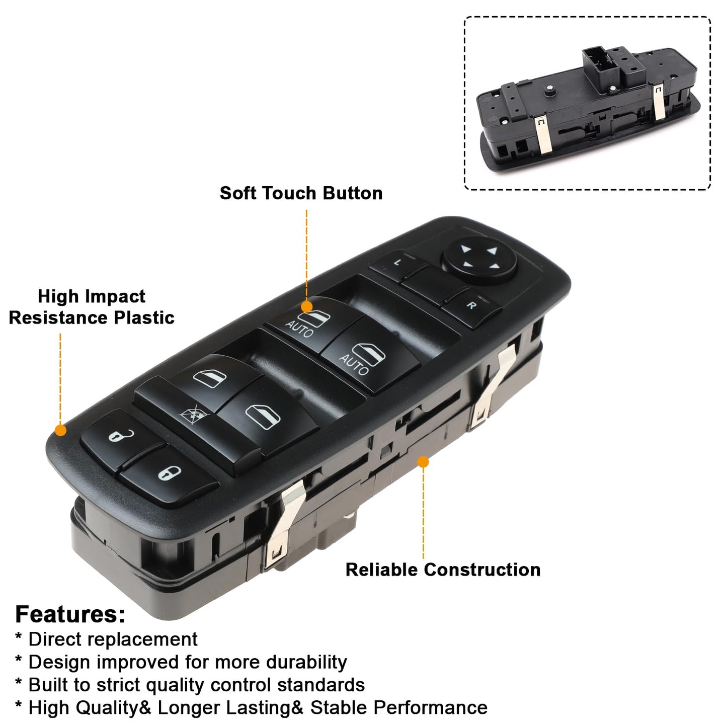 Master Power Window Switch for Chrysler 200 300, Dodge Charger, RAM 1500–5500 (3+8 Pins)