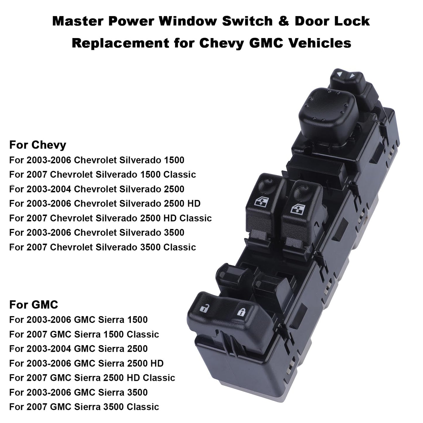 Master Power Window Switch for Chevy Silverado GMC Sierra 2003–2007