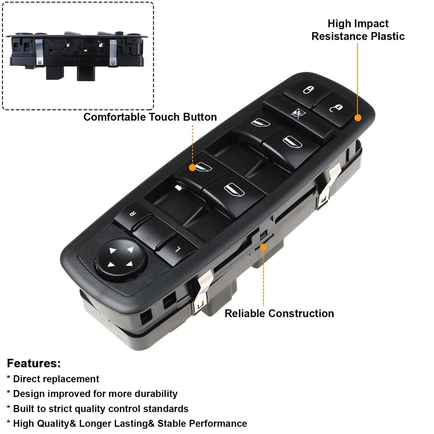 Front Left Power Window Switch for Dodge Dart, Chrysler 200, Jeep Cherokee (2013-2016)