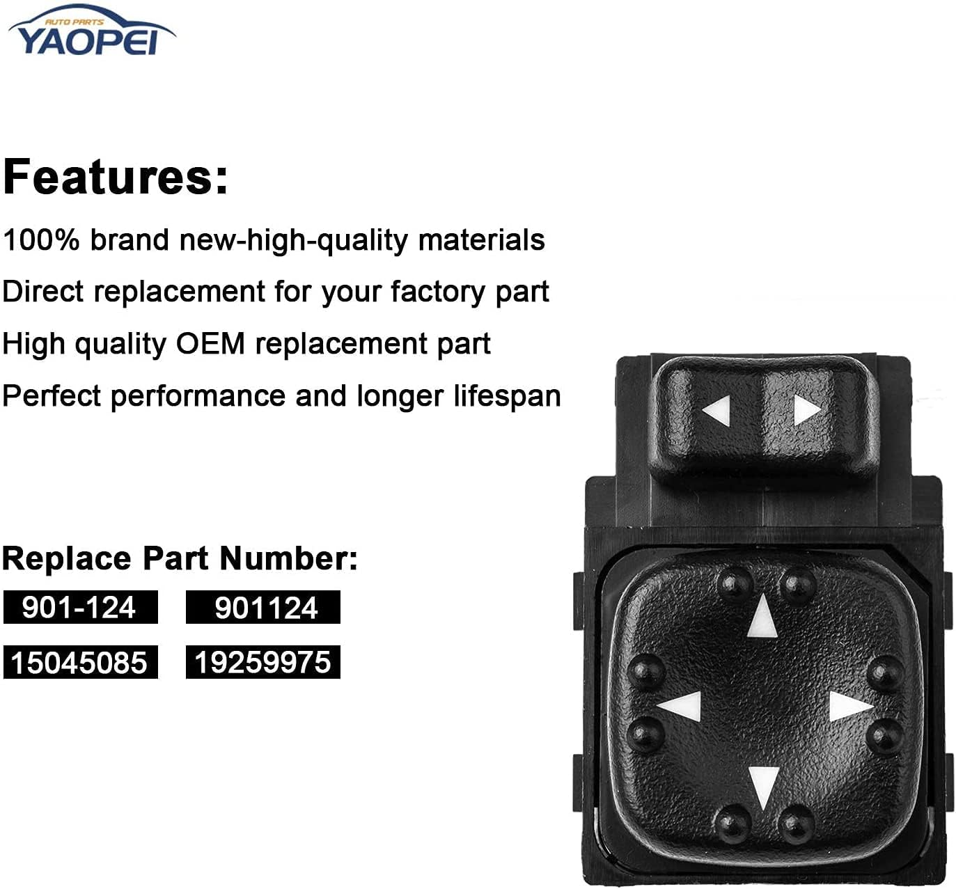Power Mirror Switch for 2000–2002 Chevy, GMC, Cadillac – OE# 15045085