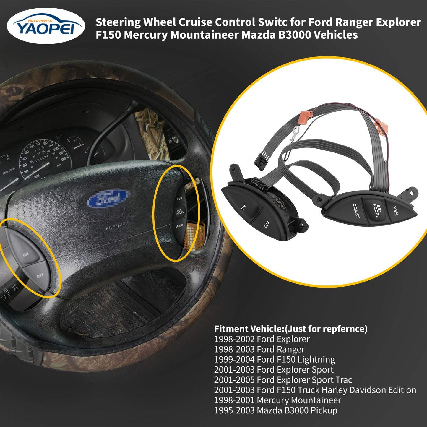 Steering Wheel Cruise Control Switch for Ford F150 Ranger Explorer Mazda B3000