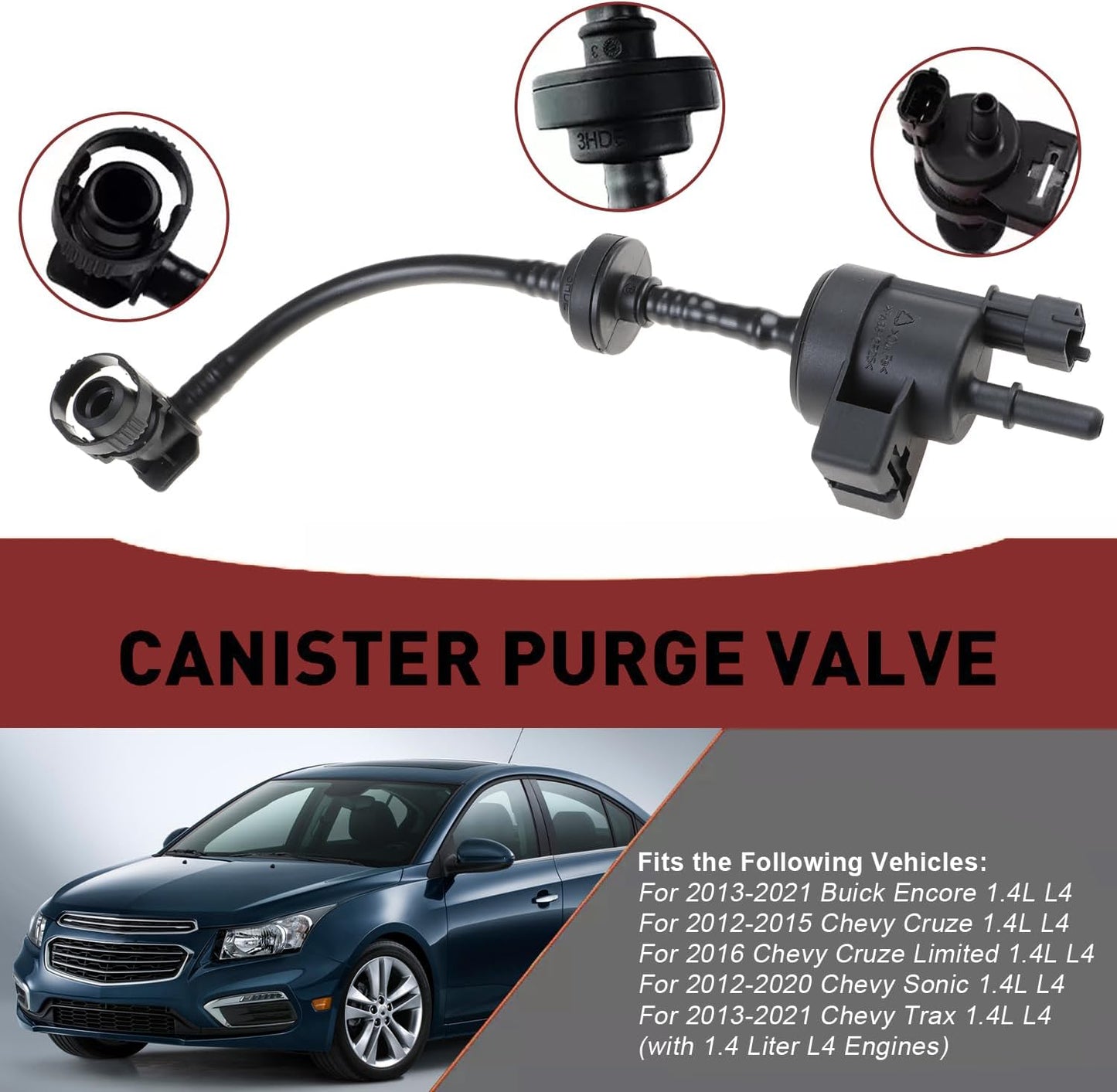 EVAP Purge Solenoid Valve for Chevy Cruze Sonic Trax & Buick Encore 1.4L 2012-2021