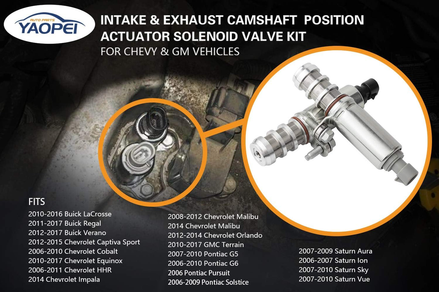VVT Camshaft Solenoid Kit for GM 2.0L/2.2L/2.4L – Intake & Exhaust – Replaces 12655421 12655420