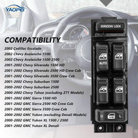 Driver Side Power Window Switch for Chevy Tahoe, Yukon, Silverado (2000–2002)