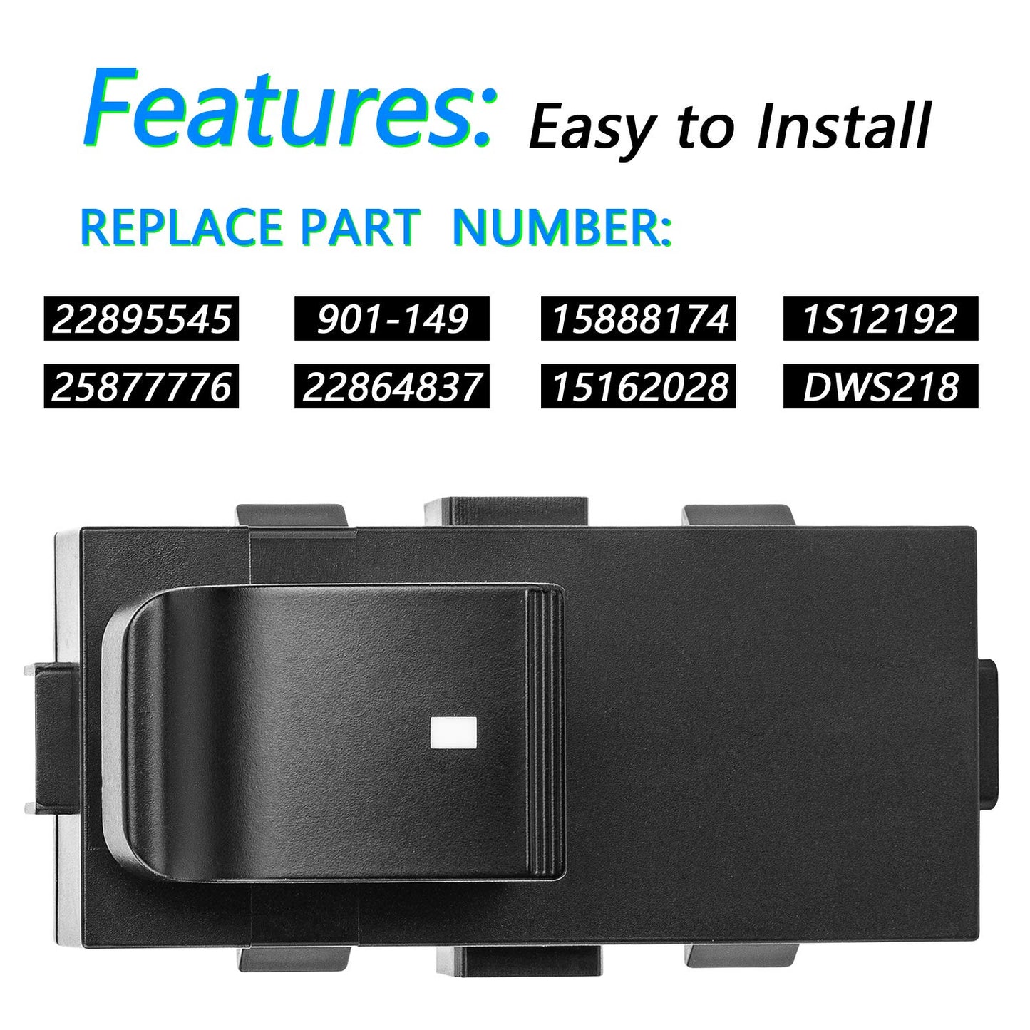 Passenger Power Window Switch for Chevy GMC Buick (22895545)